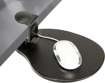 Ergonomische klem op onder bureau draaibare muis platform pad 4 "x 7.8" draait 360 ° (zwart (PP materiaal))