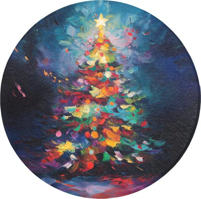 Badmat rond 70x70 cm - Antislip - Kerstboom - Kerst - Abstract - Kleurrijk - Badmatten voor badkamer - Badkamermat - Douchemat - Ronde badkamer mat