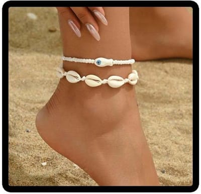 Kokosnootboom keramiek kleine vis enkelbandje grappig strand gelaagd enkelbandje schelp elastisch enkelbandje armbanden sieraden cadeau voor vrouwen