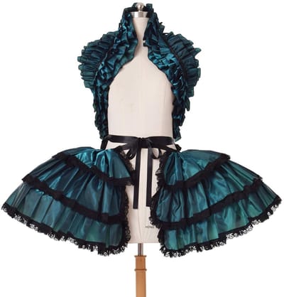 Dailygoods- Petticoat Vrije Maat - 3 Lagen Hoepelrok - Ruches - Gothic Steampunk - Verstelbare Linten - Satijnen Doek
