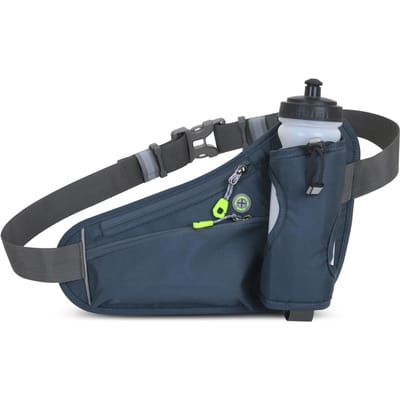 Sac de ceinture d'hydratation de sport, sac banane de course avec porte-bouteille d'eau pour hommes et femmes gris foncé