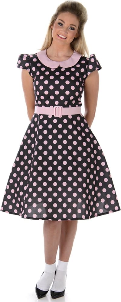 Karnival Costumes Verkleedjurk Rock And Roll Carnavalskleding Dames - Zwart/roze -  Maat L