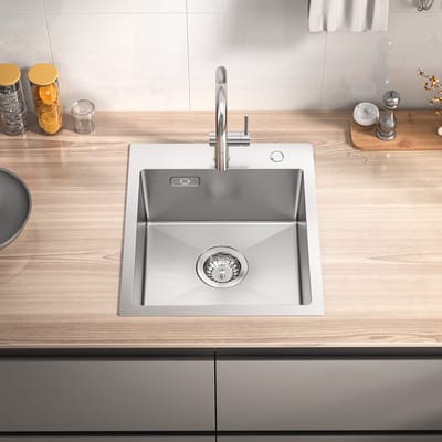 SOFETIY MAX Spoelbak voor keuken 40x45 cm - Gootsteen Roestvrijstalen voor Kasten van 40 cm - Spoelbak met Afvoerzeefje