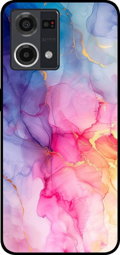 Smartphonica Telefoonhoesje Geschikt voor Oppo Reno7 4G met marmer opdruk - TPU backcover case marble design - Regenboog geschikt voor Oppo Reno7 4G