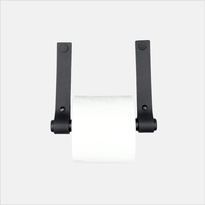 LGZ Leren Toiletrolhouder Zwart - Rolhouder Zwart metaal - Inclusief schroeven - 17x16,5cm - Leder