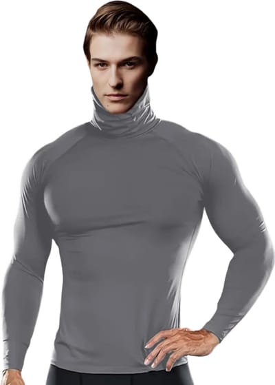 Bovista Thermokleding Heren - Thermoshirt - Gezichtsverwarming - Nekverwarming - Winter - Lange Mouwen - Grijs - XS