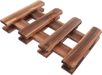Houten Tuinrand - Paaltjes Hekwerk - Bloembedden Versieren - Flexibel Ontwerp - 60X25X1CM - Bruin