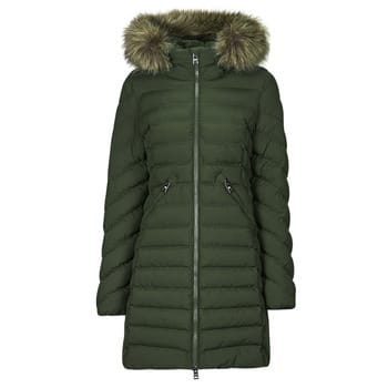 Superdry Halflange Fuji-pufferjas met Capuchon met Imitatiebont Groen Grootte: 42