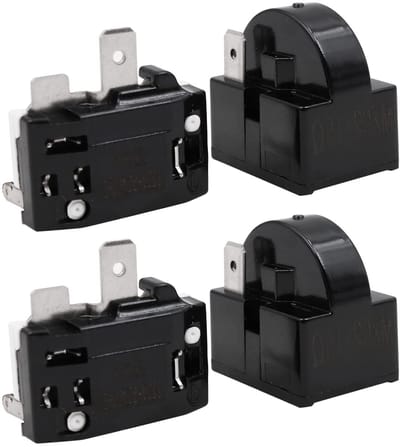 2 Stuks Compressor Start Relais 2Pin 15Ohm + 2 Stuks Overload Bescherming 1/4HP voor Koelkast Reparatie en Onderhoud