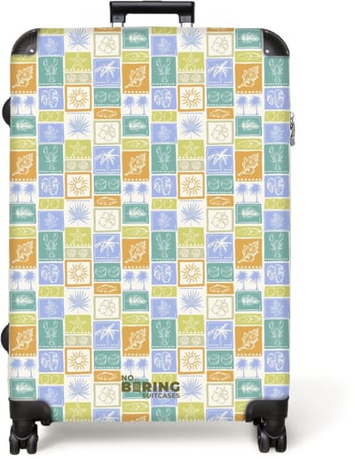 NoBoringSuitcases.com® - Koffer groot - Reiskoffer lichtgewicht - Vrolijke zomer illustraties - Rolkoffer met 4 wielen - Grote trolley XL - 98 liter bagage