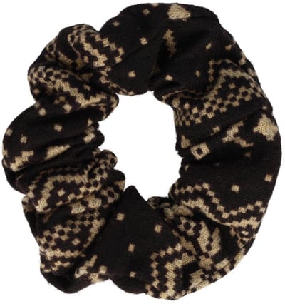 Haarsoires Haarelastiek Scrunchie – Print – Zachte Stof – Zwart Bruin - Haarkrinkel - Haar Elastiek met Stof - Zacht & Haarvriendelijk