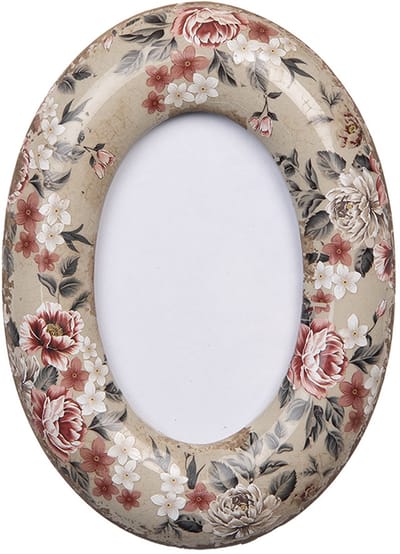 Clayre & Eef Fotolijst 9x13 cm Beige Keramiek Bloemen