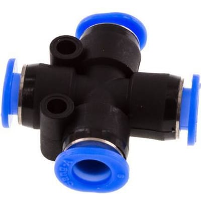 6mm Cross PA 66 Insteekfitting Compact Ontwerp NBR