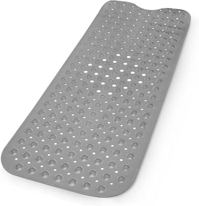 Famanu - Badmat, hoogwaardige badmat, lange antislip badmat met sterke zuignappen, veilig, stijlvol en duurzaam ontwerp voor badkamer bad en douche, loper, wasmachinebestendig, BPA, latexvrij en niet-giftig