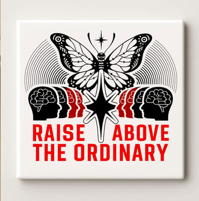 Stijg Boven het Gewone Uit Keramische Tegel – 15x15cm Inspirerende Vlinder Wanddecoratie voor Kantoor, Thuis & Motivatie Decoratie