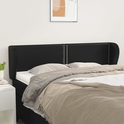 vidaXL - Hoofdbord - met - randen - 147x23x78/88 - cm - kunstleer - zwart