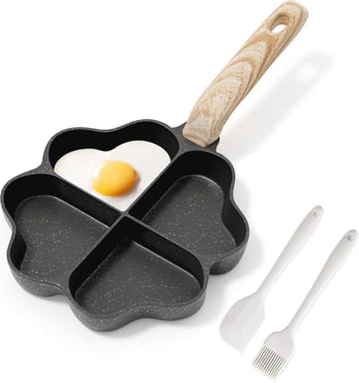 Hartvormige Inductie Omelet Pan met 4 Gaten - Gezonde Kookpan voor het Ontbijt