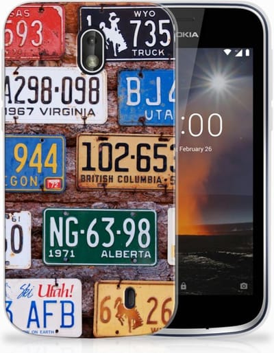 Nokia 1 Siliconen Hoesje met foto Kentekenplaten