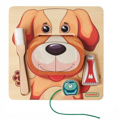 Masterkidz Gezonde mondhygiëne leren met een hond als voorbeeld - Montessori Educatieve Wandkaart - UNI