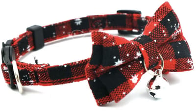 Kersthalsband Met Strik - voor Kat/Kleine Honden - Rood - Snowflake Belletjes