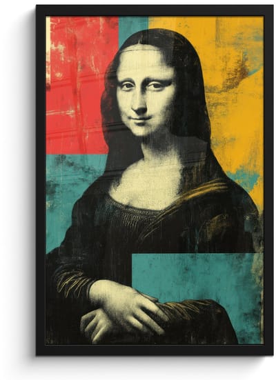 Poster in lijst - Fotolijst 40x60 cm - Posters - Vrouw - Kleurvlakken - Klassieke schilderkunst - Posterlijst zwart - Decoratie - Wanddecoratie woonkamer - Muurdecoratie slaapkamer