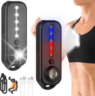 Looplamp - 2-pack opzetbare zaklamp, draagbare oplaadbare LED met 5 modi, ultrahelder voor kamperen, vissen, noodgevallen