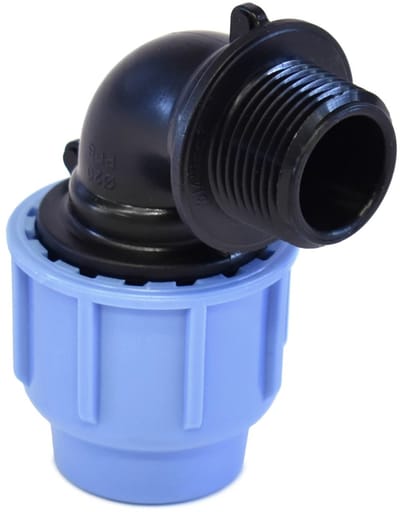 Tyleen toebehoren knie buitendraad zwart / blauw 1/2 inch naar 16 mm Deltafix