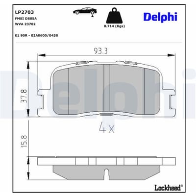 Remblokkenset, schijfrem DELPHI LP2703