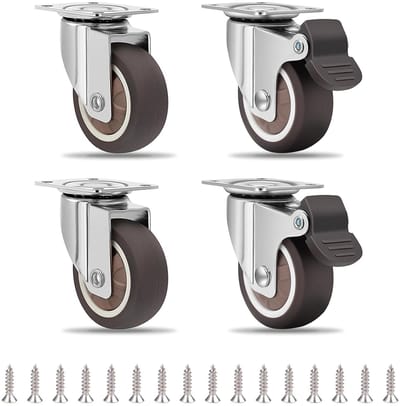 Handtruck Wielen 25 mm - 4 Stuks Meubelwielen met 360° Rotatie, 2 met Rem en 2 Zonder Rem, Geschikt voor Diverse Vloertypes en Meubels