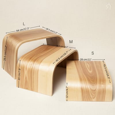 Verstelbare houten opstapjes - Set van 3 - Kers