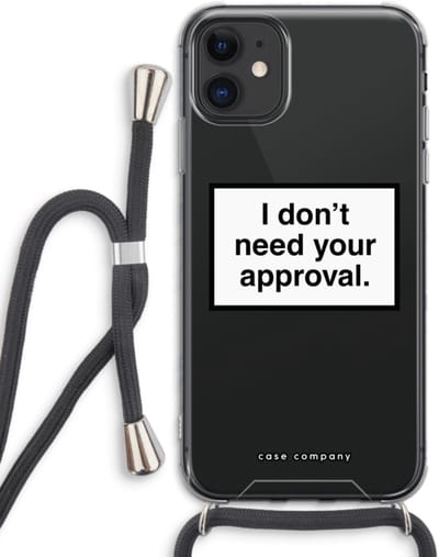Case Company® - Hoesje met koord geschikt voor iPhone 11 hoesje met Koord - Don't need approval - Telefoonhoesje met Zwart Koord - Bescherming aan alle Kanten en Over de Schermrand