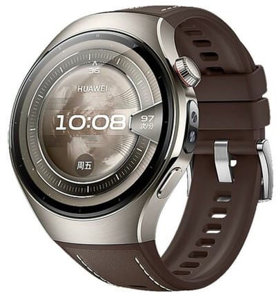 By Qubix - Hybride leer & siliconen band 'True Fit' - Bruin - geschikt voor Huawei Watch 5 - 42mm