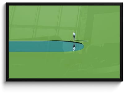Poster in lijst - Fotolijst 90x60 cm - Posters - Persoon - Golf - Water - Blauw - Posterlijst zwart - Decoratie - Wanddecoratie woonkamer - Muurdecoratie slaapkamer - Kerstversiering - Kerstdecoratie voor binnen - Kerstmis