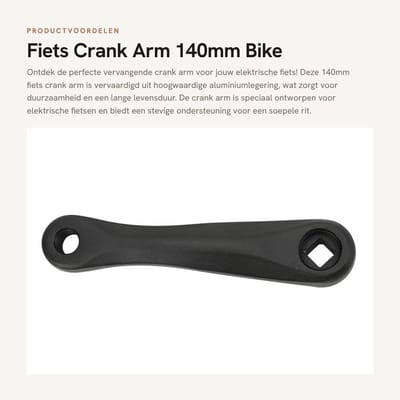 Dailygoods - Fiets Crank Arm - 140mm Bike Crank - Lichtgewicht Aluminium - Vervangende Linker Crank Arm - Duurzaam en Slijtvast - Geschikt voor Elektr...