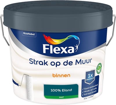 Flexa - Strak Op De Muur Binnen Mat - 100% Eiland - Mengverf - 2,5 L