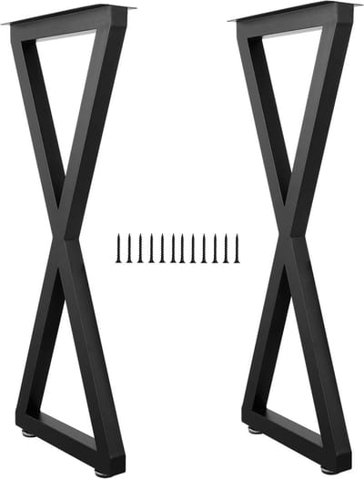 Set van 2 Robuuste Metalen Tafelpoten 96 cm Zwart voor Bartafel of Eettafel