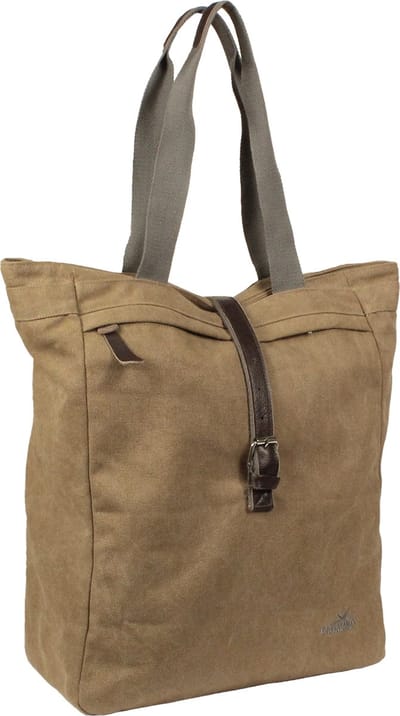 Greenlands fietstas shopper - canvas - 20 liter - camel - gevoerd met spijkerstof