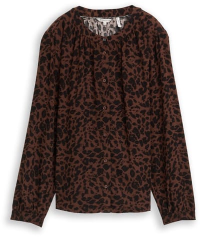 Tom Tailor - Blouse met luipaardprint - Maat 36 - brown black small leo print