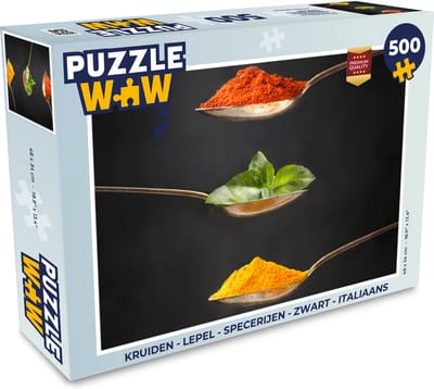 Puzzel Kruiden - Lepel - Specerijen - Zwart - Italiaans - Legpuzzel - Puzzel 500 stukjes