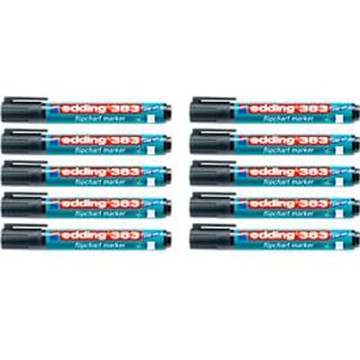 edding 383 flipchartmarker, wigvormige punt, zwart, 10 stuks