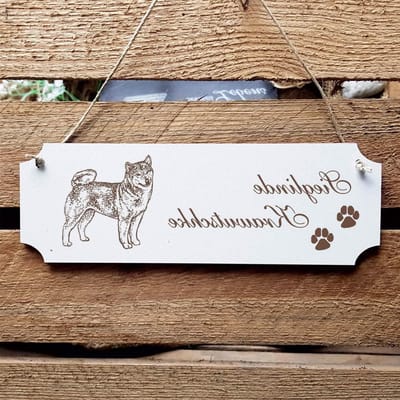 Decoratiebord Hond - Naamplaatje Shabby - Huis Verfraaien - Persoonlijke Gravure - 20 x 67 cm - Wit