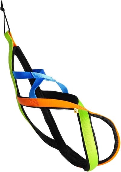 Hondentuigje Sled Active - Trek harnas - Outdoor Activiteiten - Gelijkmatige Lastverdeling - XXL - Groen Oranje Blauw