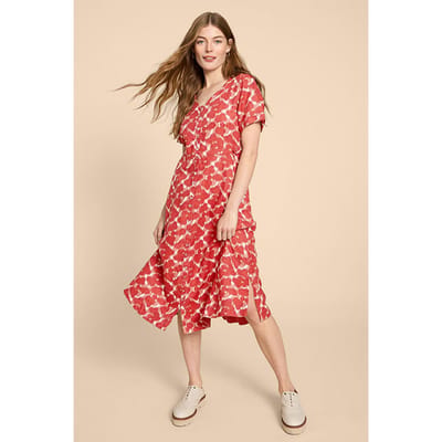White Stuff Ivy Linen Mini Dress Red Printed Size: 12P | Shirt Dresses Outlet | Dames | Wit