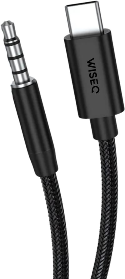Aux naar USB C - Aux Kabel Geschikt Voor Samsung en iPhone - USB C naar 3.5mm Audiojack - Met Microfoon ondersteuning - 1 Meter - WiseQ