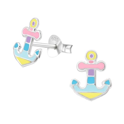 Zilveren oorbellen kinderen - anker - 925 zilver - hypoallergeen