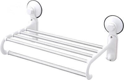 Handdoekenrek hangend Legplank - Hang stang en 2 Ophang Haken - Zonder boren - Muur - Wand - Handdoekrek Badkamer