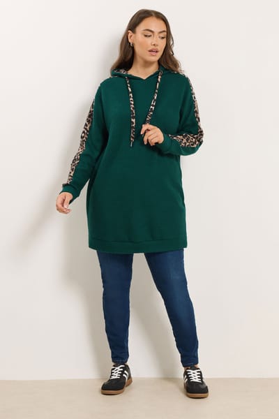 Yours Groene Hoodie Met Luipaardprint Size 44