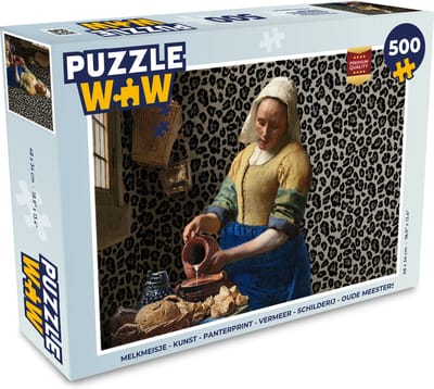 Puzzel Melkmeisje - Kunst - Panterprint - Vermeer - Schilderij - Oude meesters - Legpuzzel - Puzzel 500 stukjes