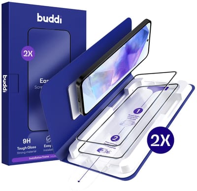 2-Pack Screenprotector Geschikt voor Samsung Galaxy A55 - Buddi Easy Fit Tempered Glass met Installatietray - 9H+ Gehard Glas - Case Friendly Glasplaatje - Eenvoudige montage