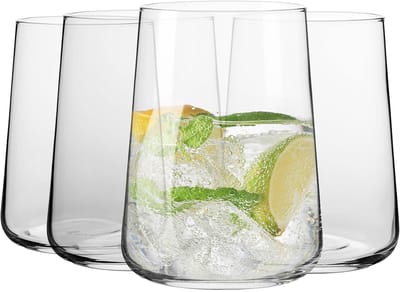 KROSNO | Glazen voor water | Set met 4 stuks - 490 ml | Loodvrij Kristalglas, dranken en sappen, elegant design | loodvrij | inhoud | Infinity collectie | ideaal voor thuis, restaurants, feesten | vaatwasmachinebestendig